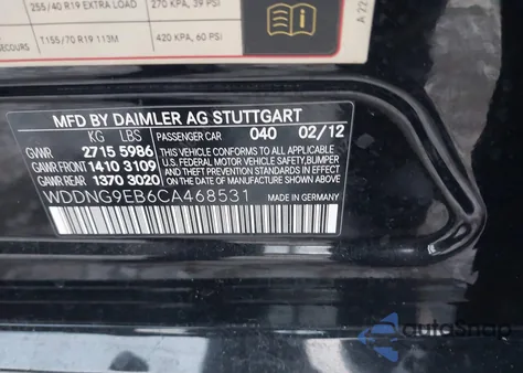 2012 Mercedes-Benz S 550 4Matic from USA, damaged, VIN WDDNG9EB6CA468531